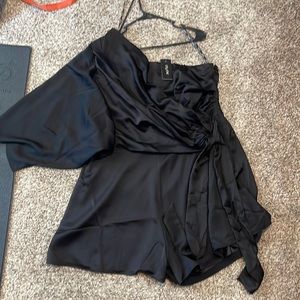 Black silk romper